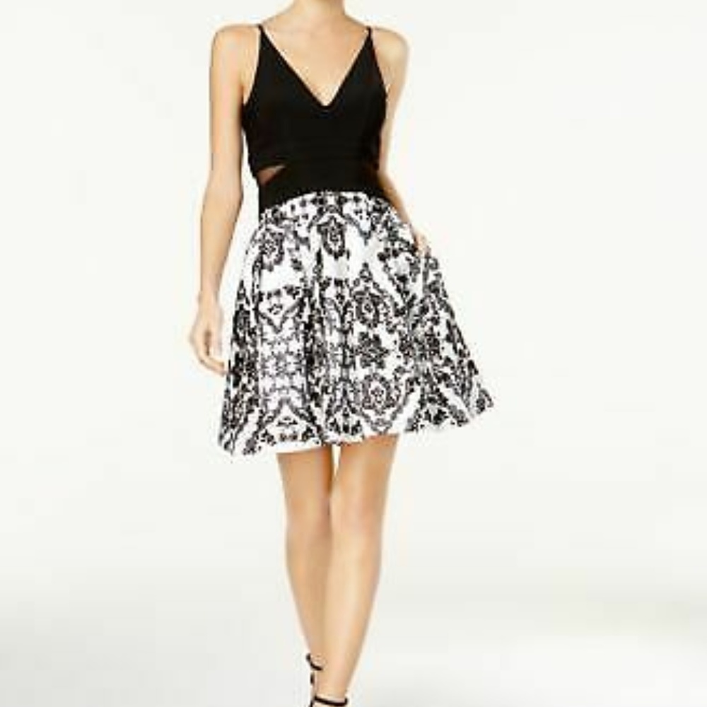 Xscape black and white dress